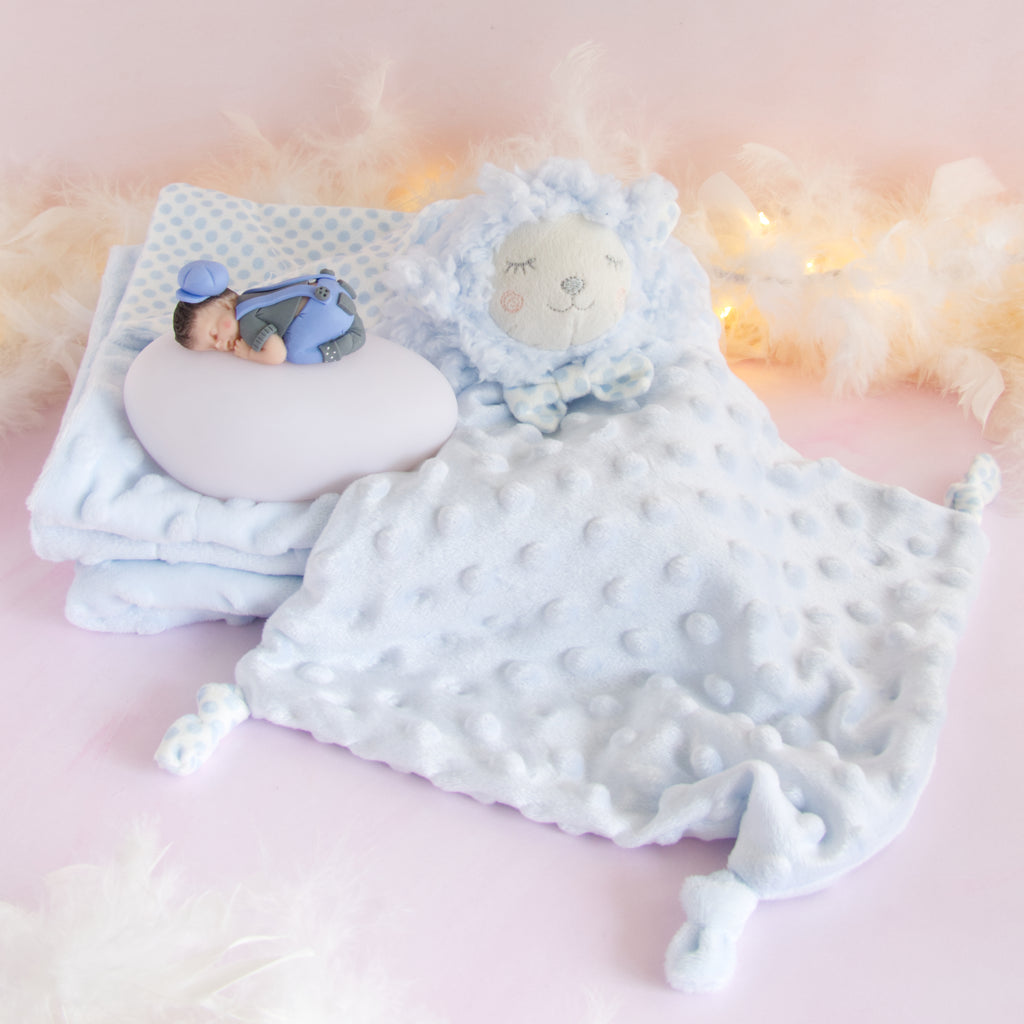 couverture et doudou bleu veilleuse bleu gris