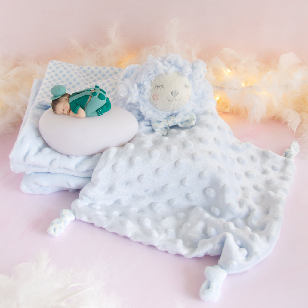 couverture et doudou bleu veilleuse vert