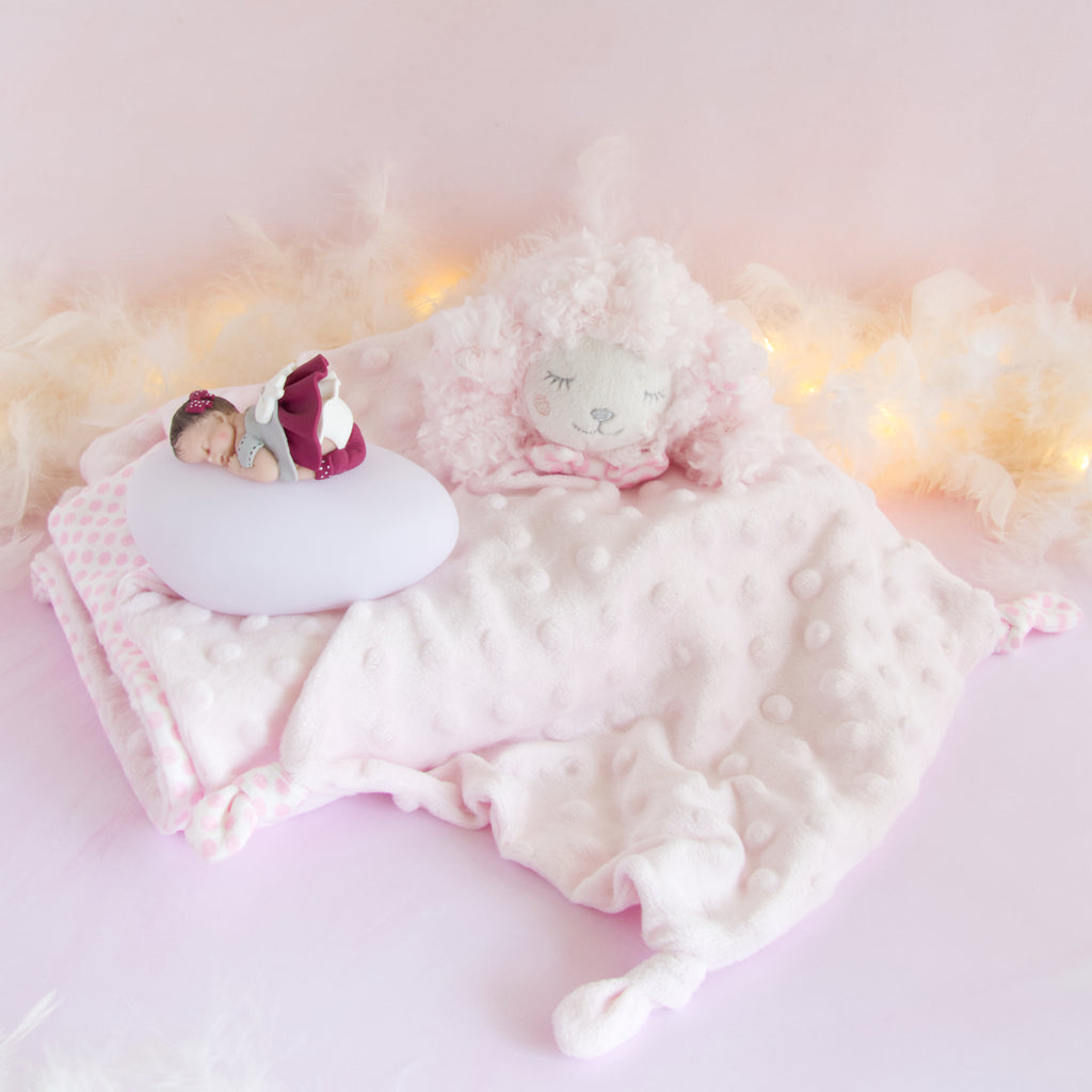 couverture et doudou rose veilleuse bordeaux