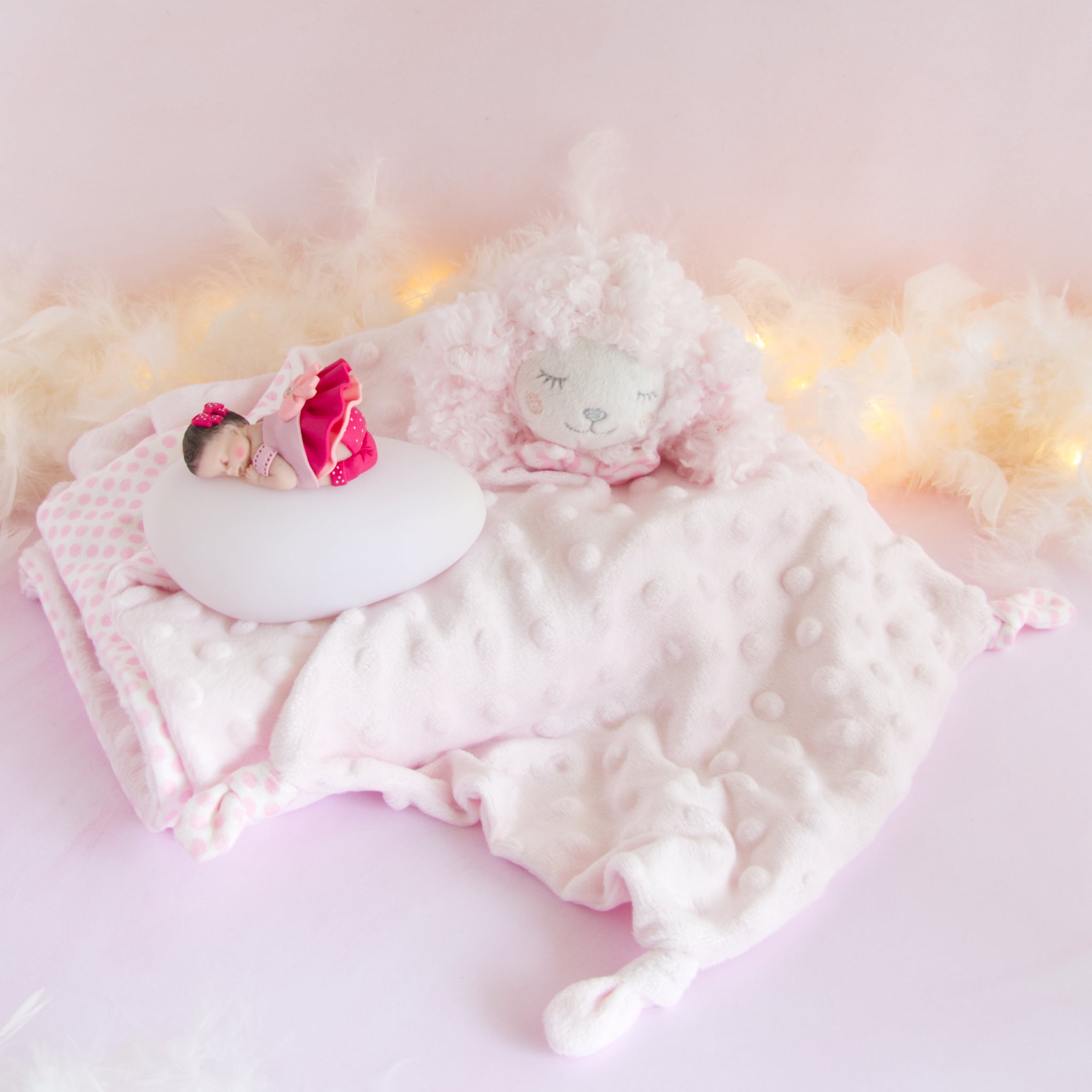 couverture et doudou rose veilleuse framboise