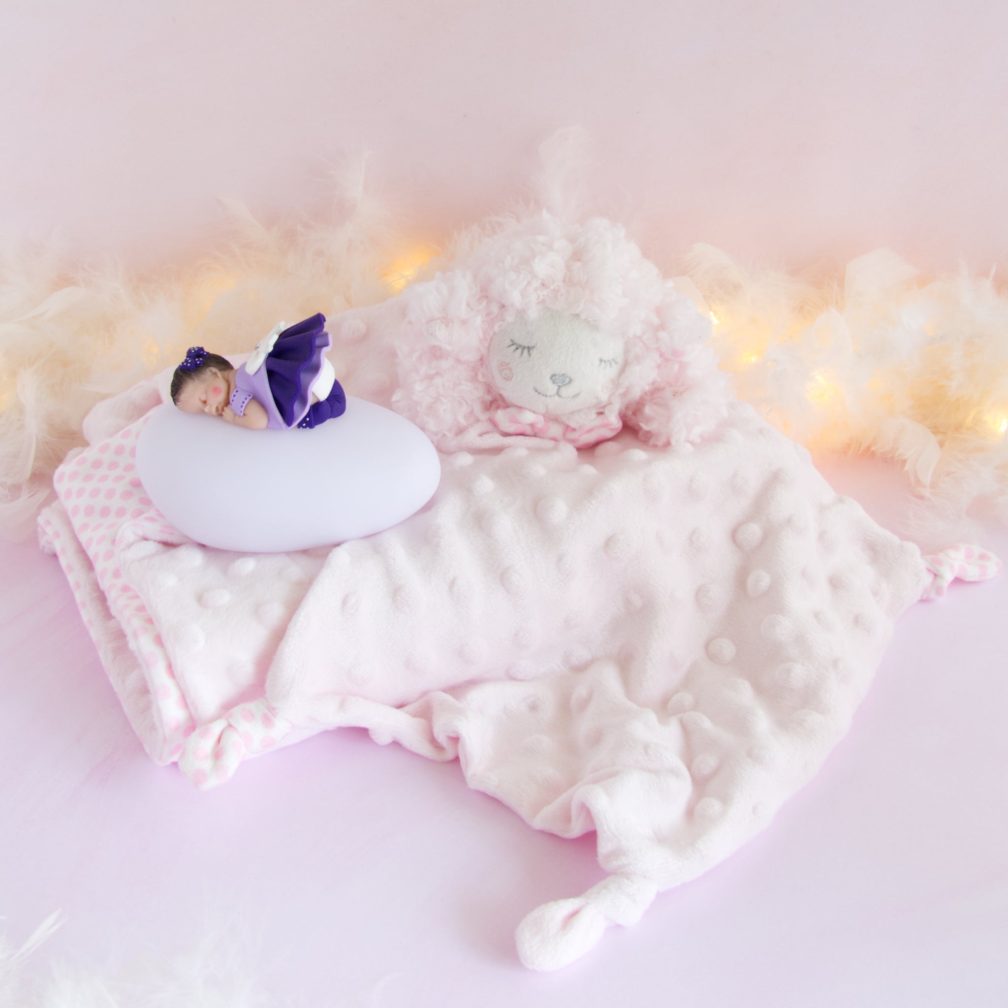 couverture et doudou rose veilleuse violet