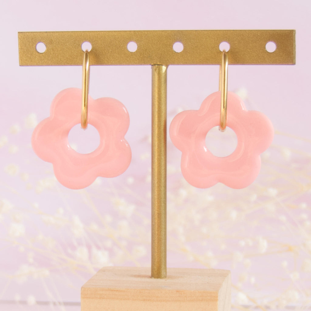 Créoles interchangeables grande fleur modèle "Erina"