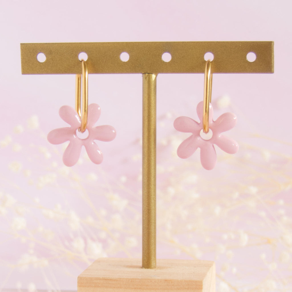 Créoles interchangeables petites fleurs modèle pampille "Florine"