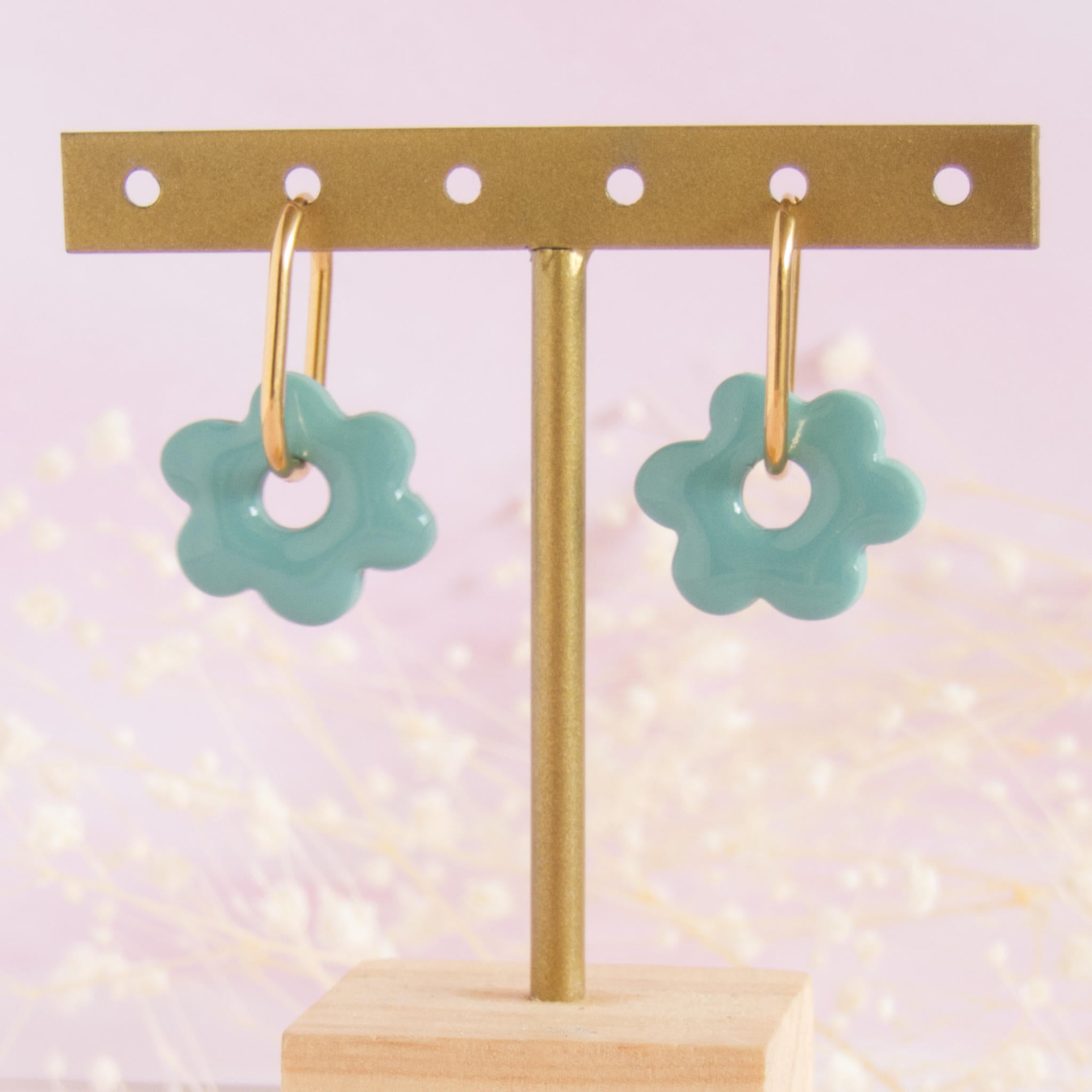 Créoles interchangeables fleur modèle pampille "Talia"