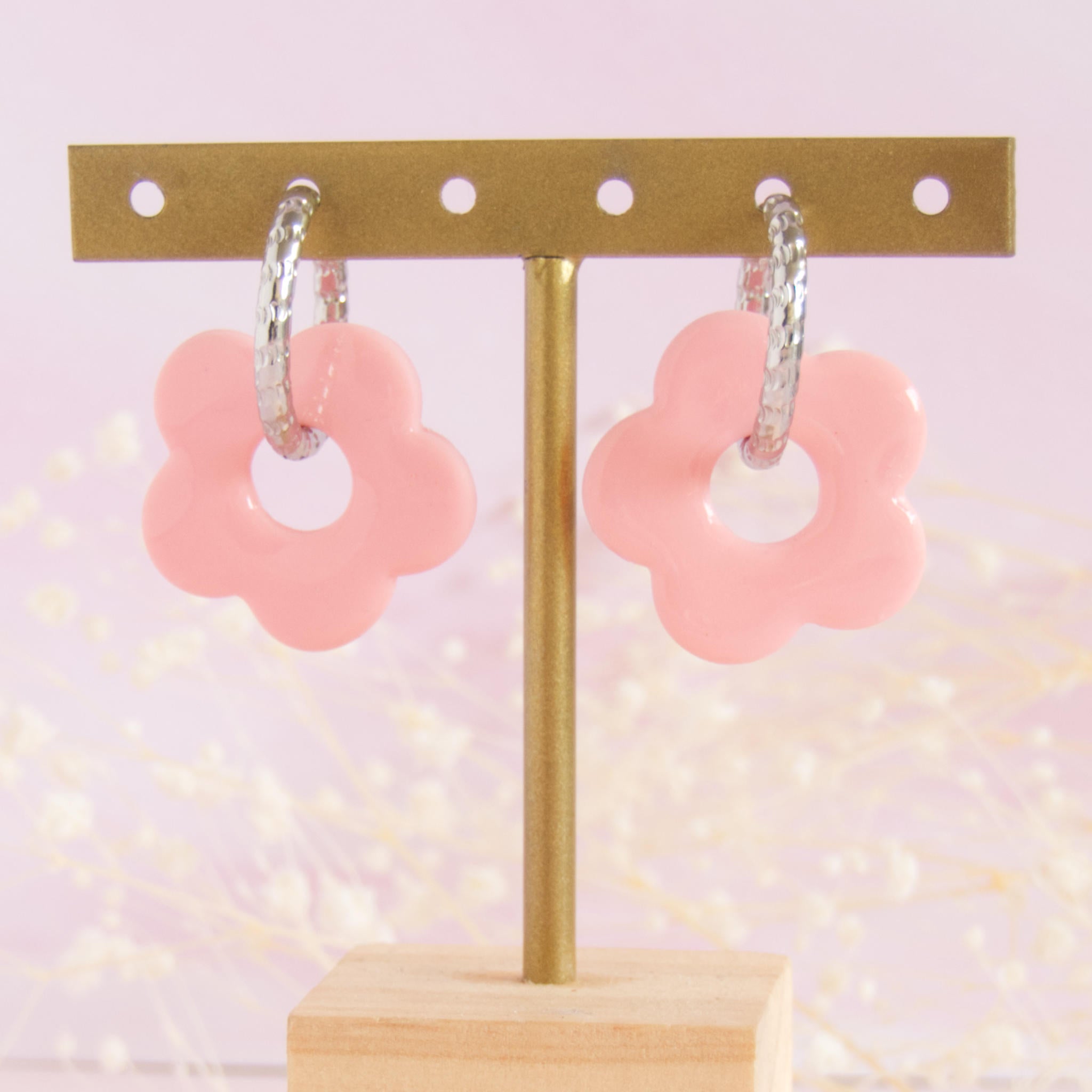 Créoles interchangeables grande fleur modèle "Erina"