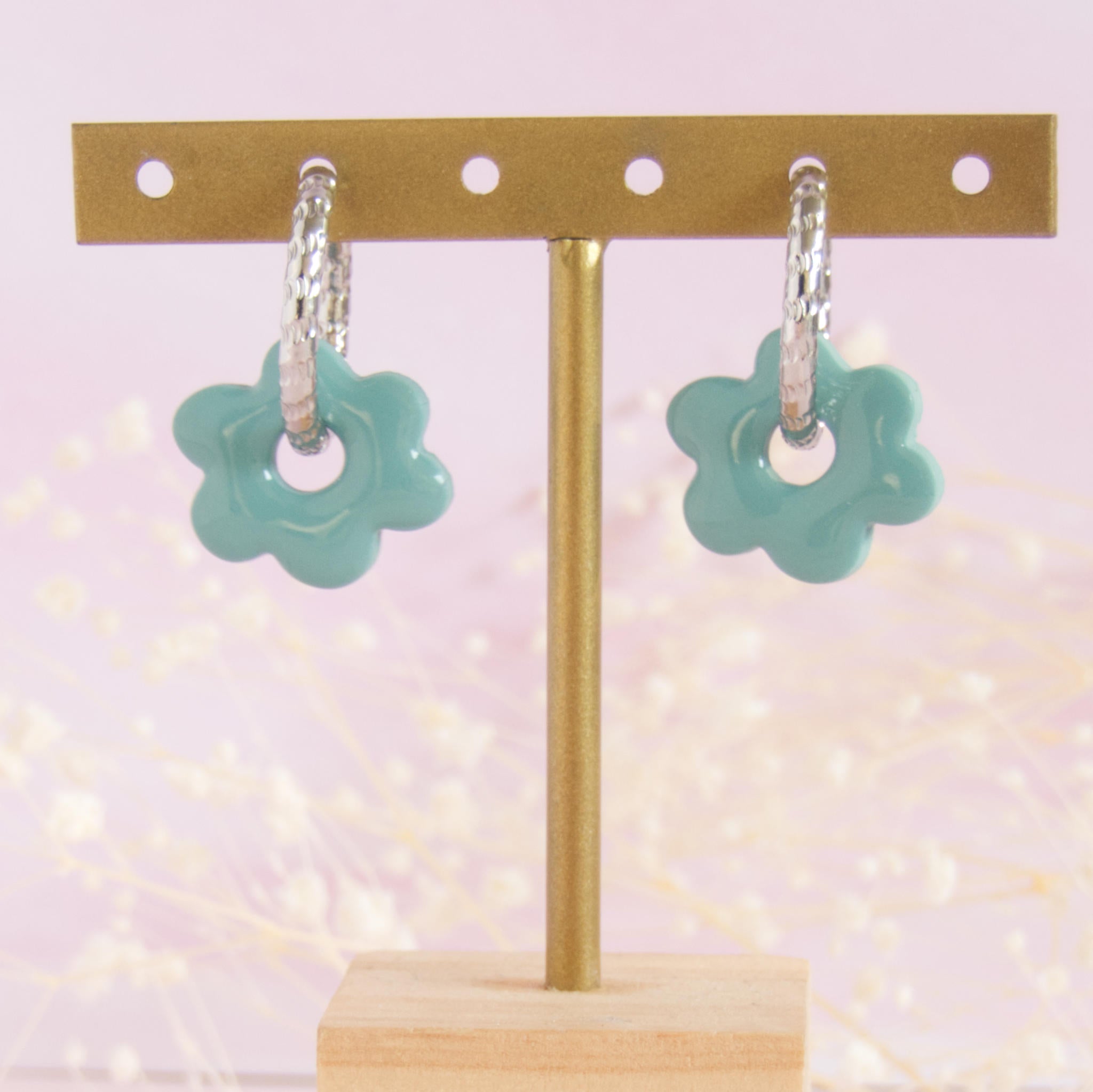 Créoles interchangeables fleur modèle pampille "Talia"