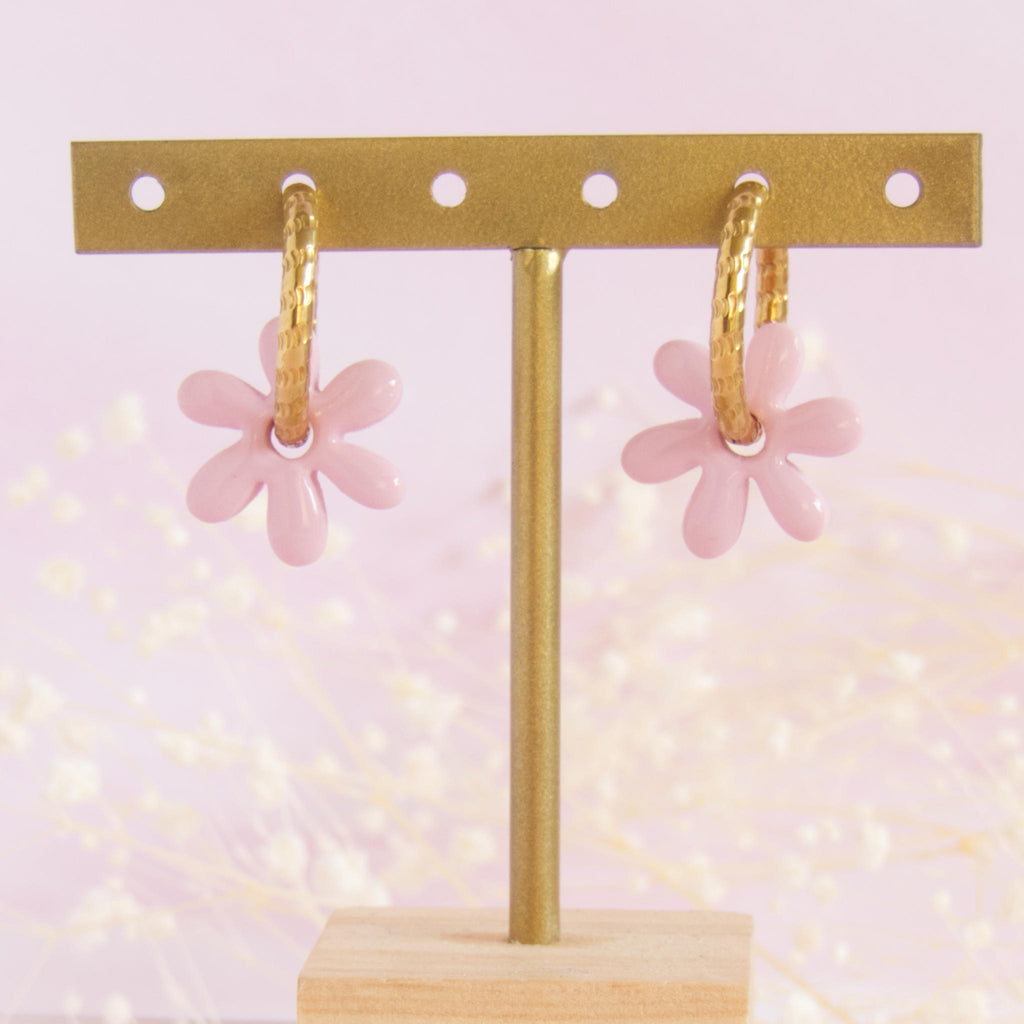 Créoles interchangeables petites fleurs modèle pampille "Florine"