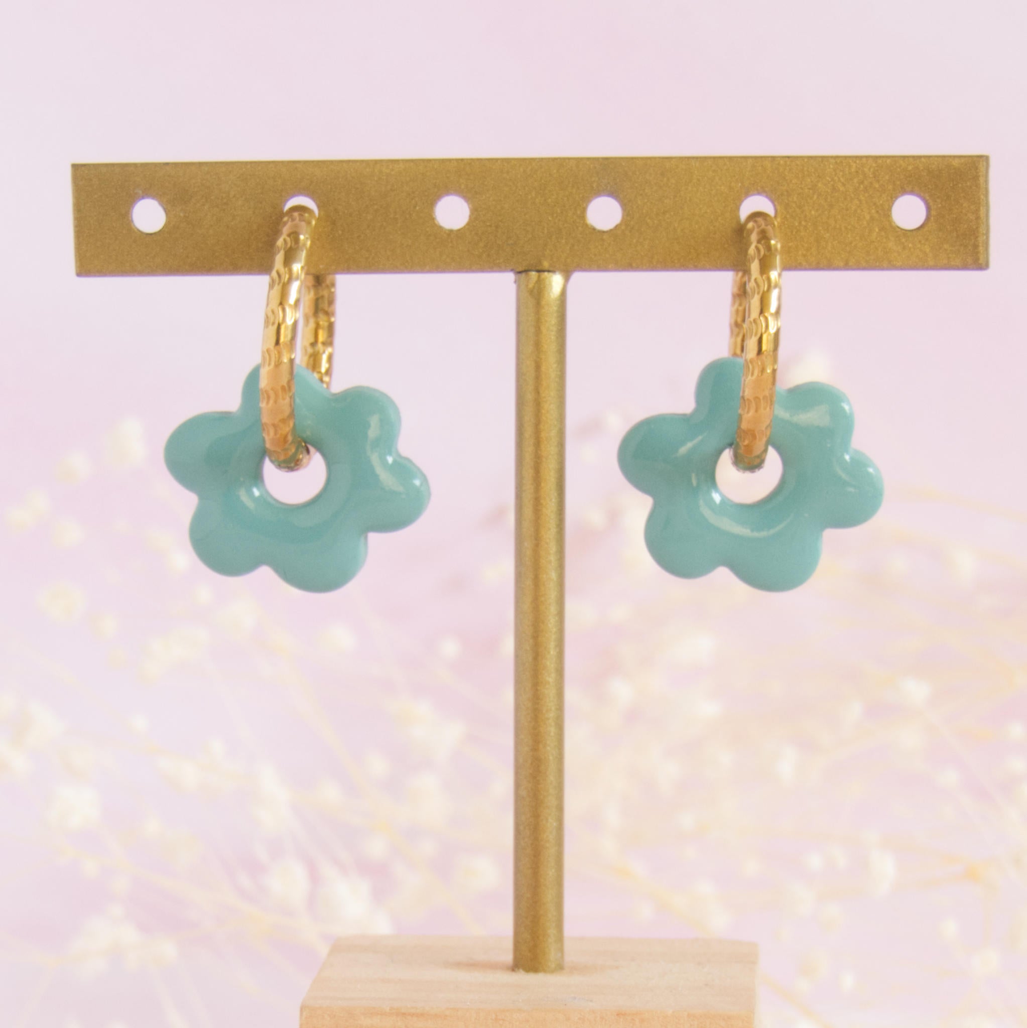 Créoles interchangeables fleur modèle pampille "Talia"