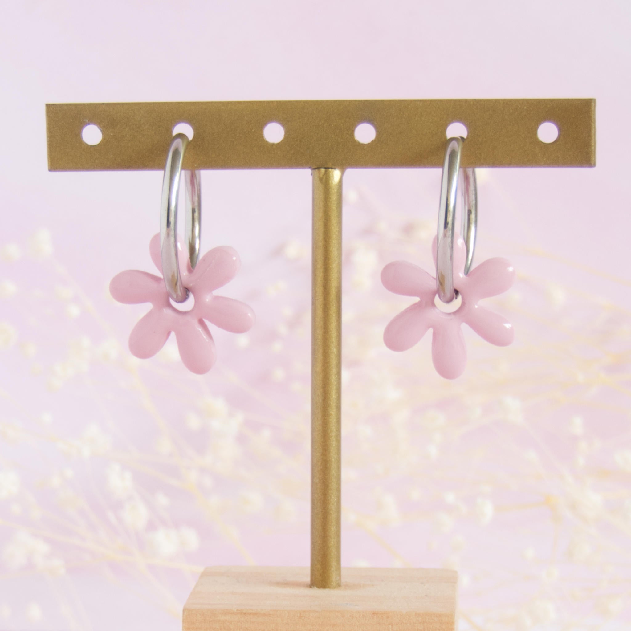 Créoles interchangeables petites fleurs modèle pampille "Florine"