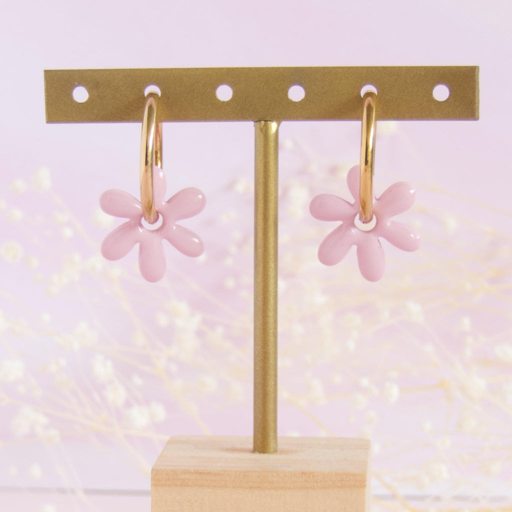 Créoles interchangeables petites fleurs modèle pampille "Florine"