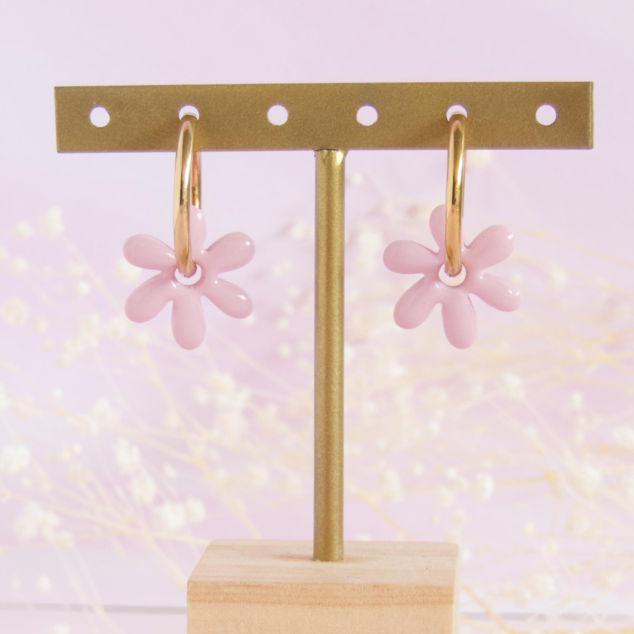 Créoles interchangeables petites fleurs modèle pampille "Florine"