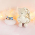 doudou beige veilleuse bleu gris