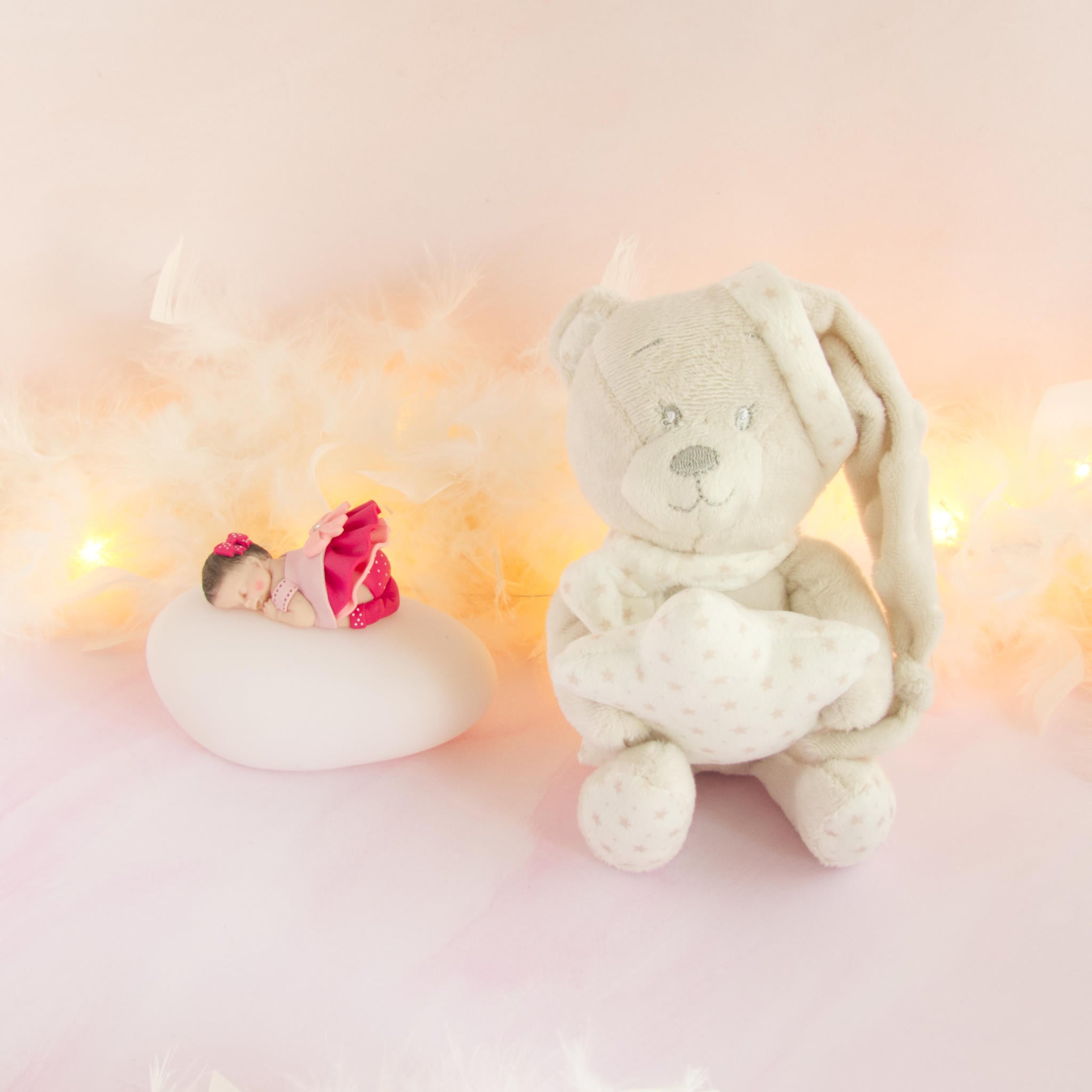 doudou beige veilleuse framboise