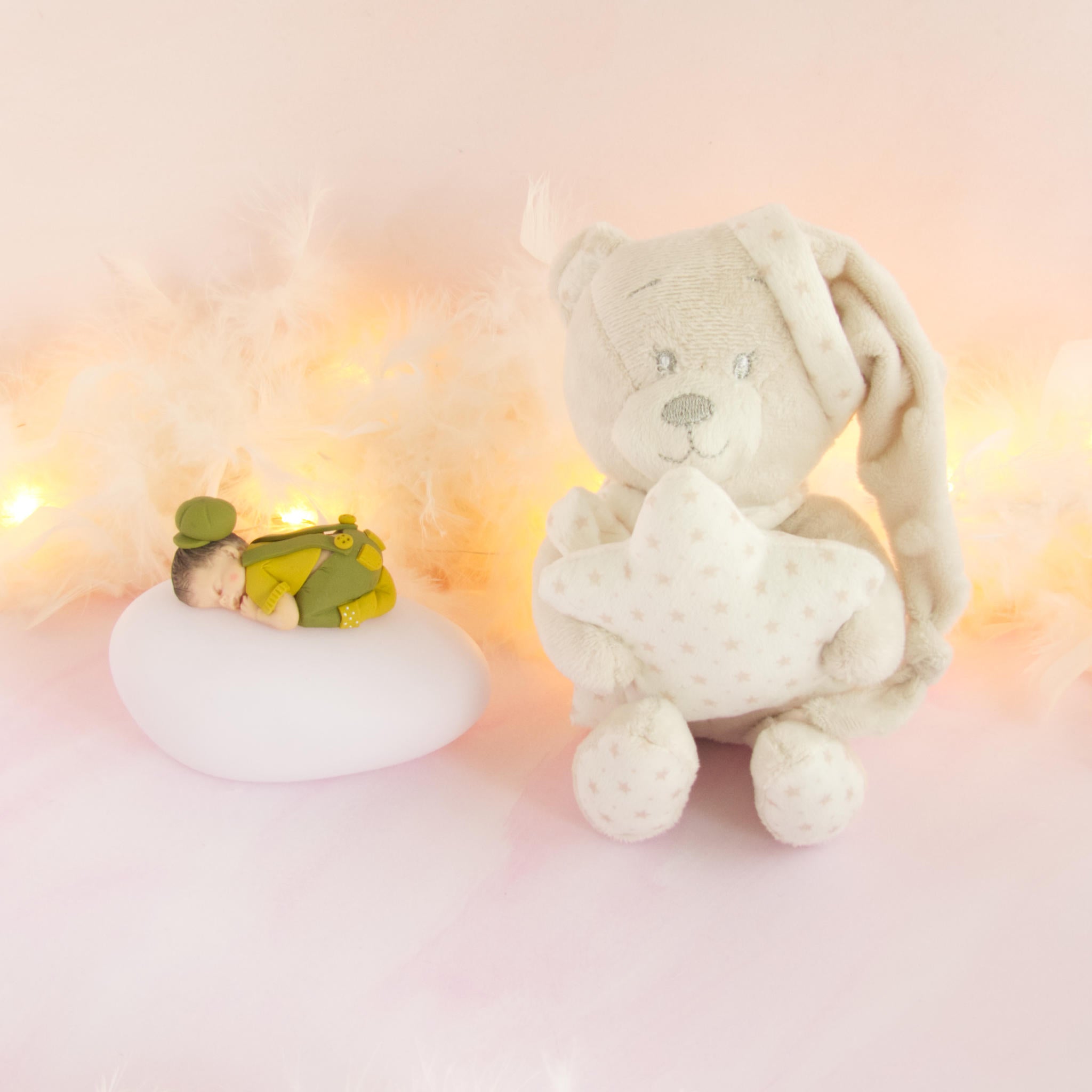 doudou beige veilleuse kaki