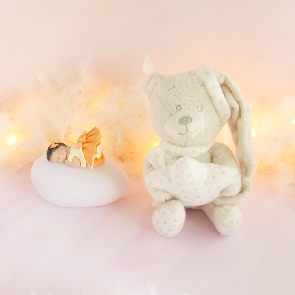 doudou beige veilleuse orange