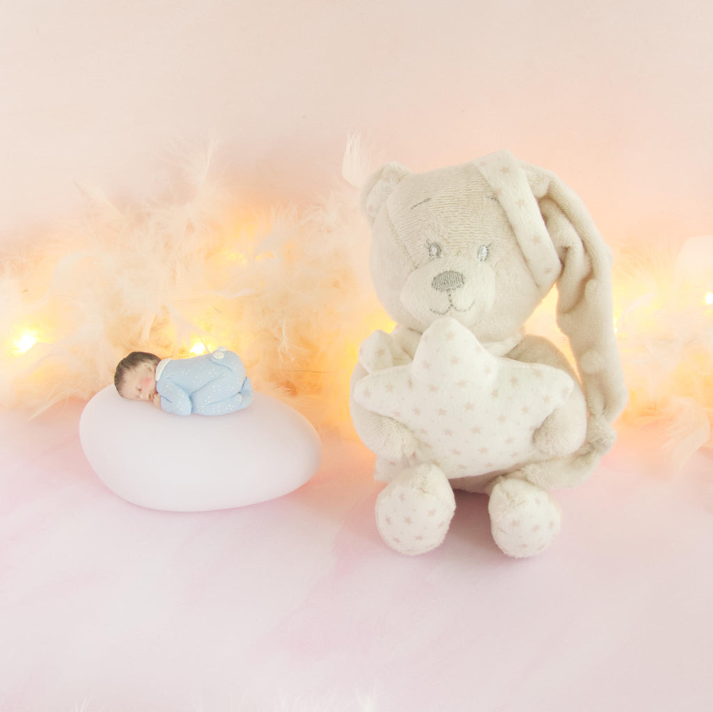 doudou beige veilleuse pyjama bleu