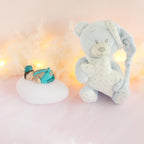 doudou bleu veilleuse beige turquoise
