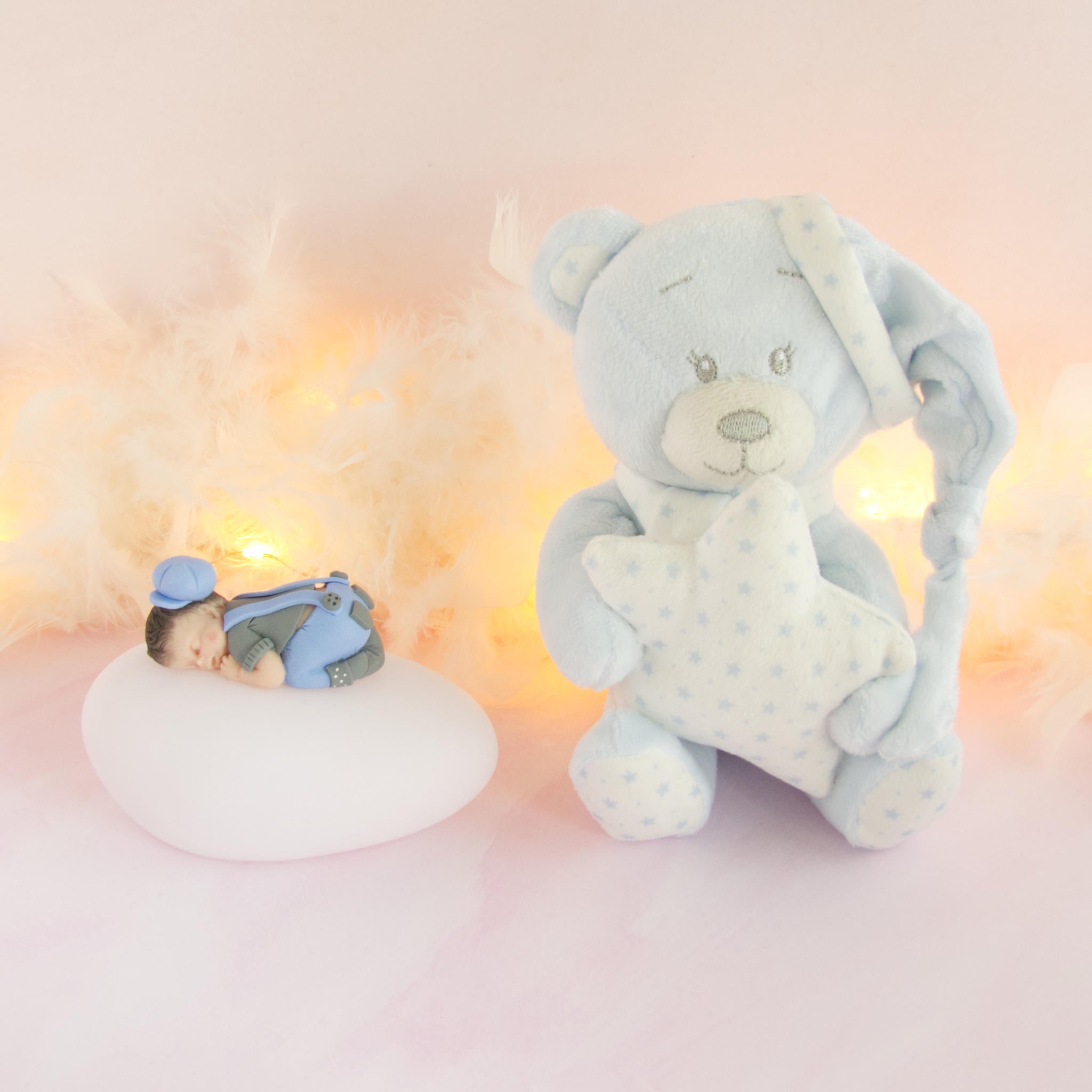 doudou bleu veilleuse bleu gris