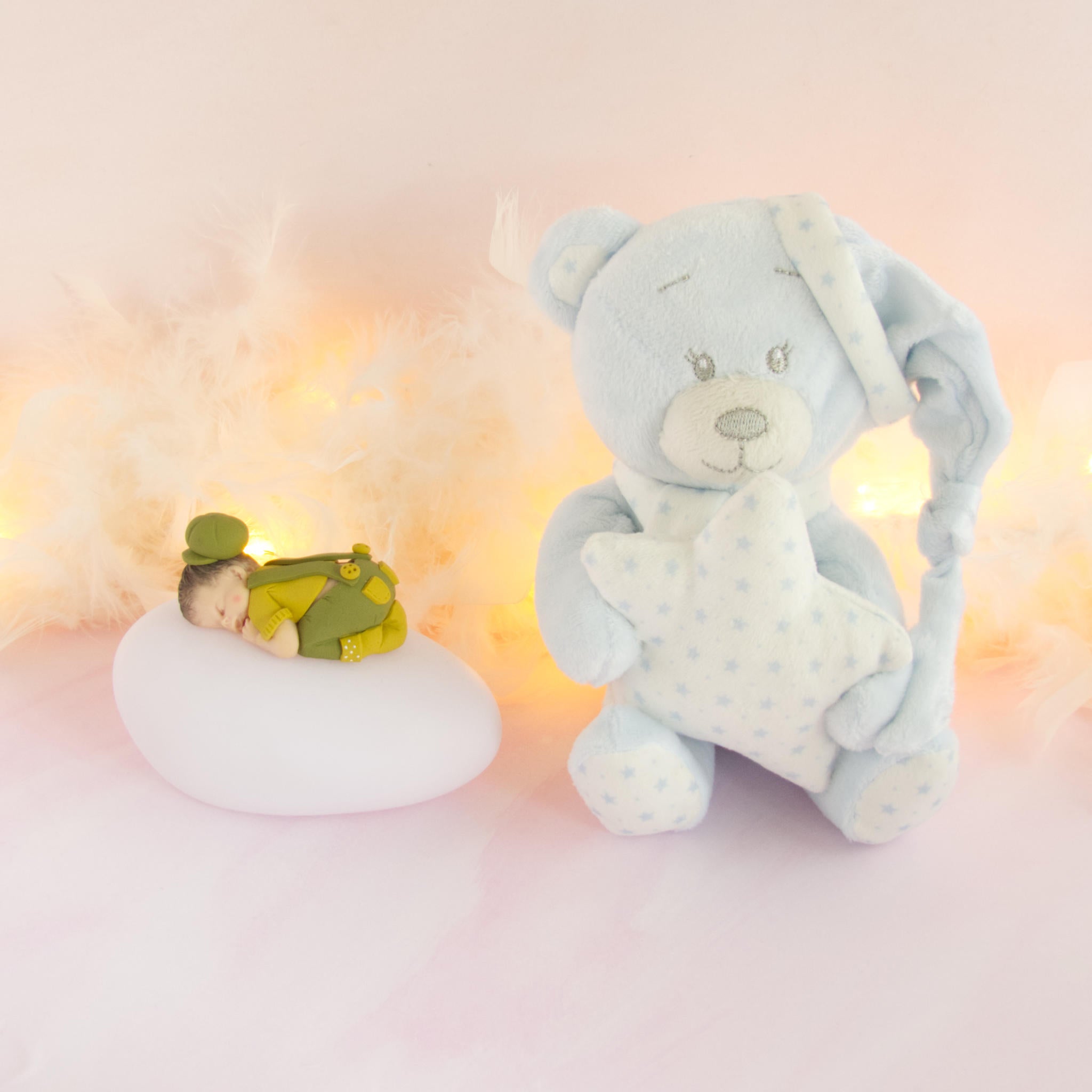 doudou bleu veilleuse kaki
