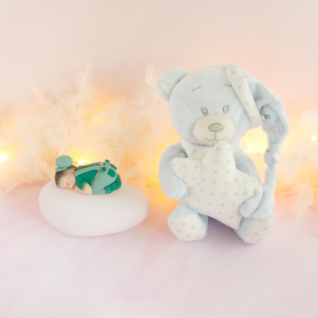 doudou bleu veilleuse vert