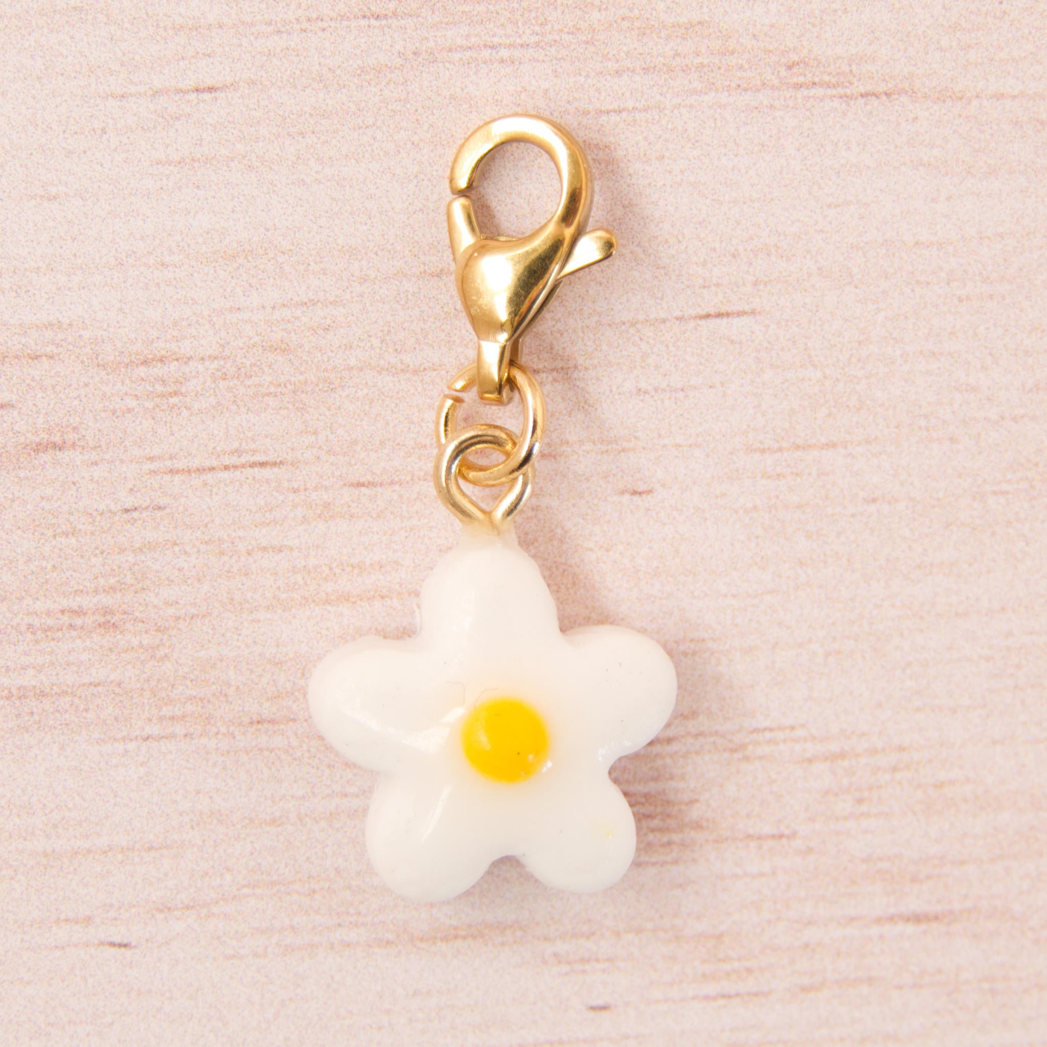 fleur fimo blanche doré