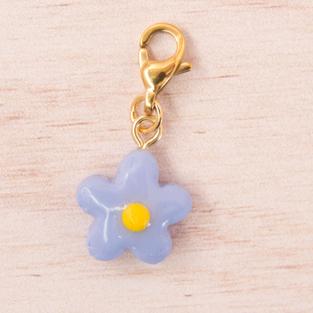 fleur fimo bleu doré