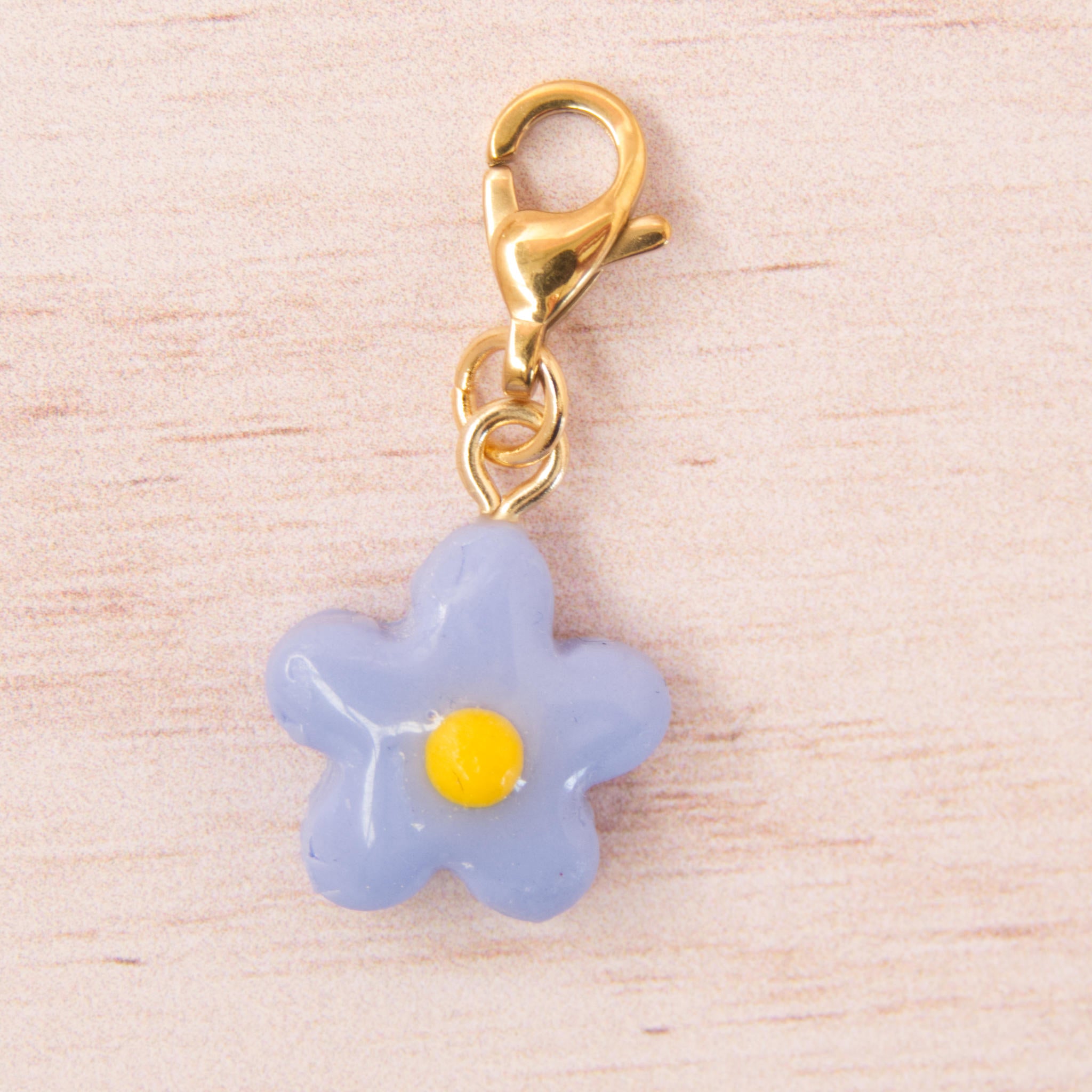 fleur fimo bleu doré
