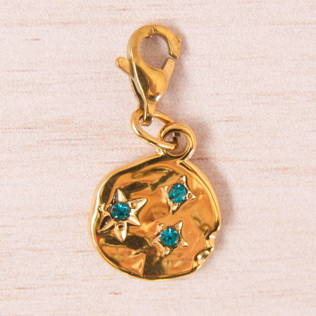 médaille 3 strass bleu doré