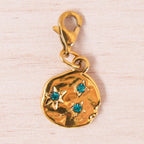 médaille 3 strass bleu doré