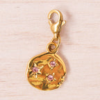 médaille 3 strass rose doré