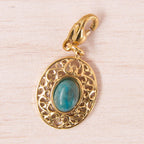 médaille coeur turquoise doré