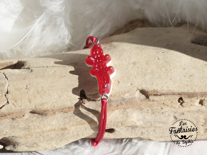 bracelet croco resine rouge