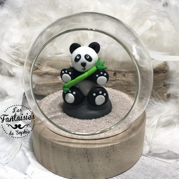 boule en verre panda face