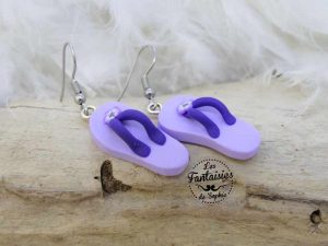 boucle d'oreille tong violet