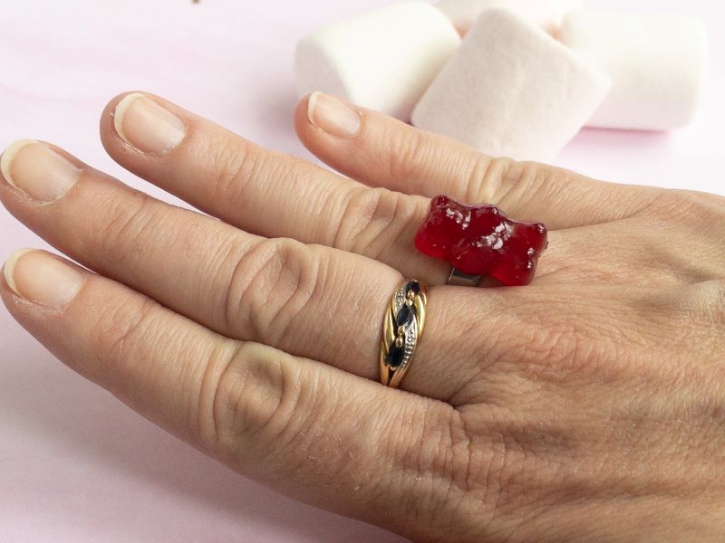 bague ours rouge