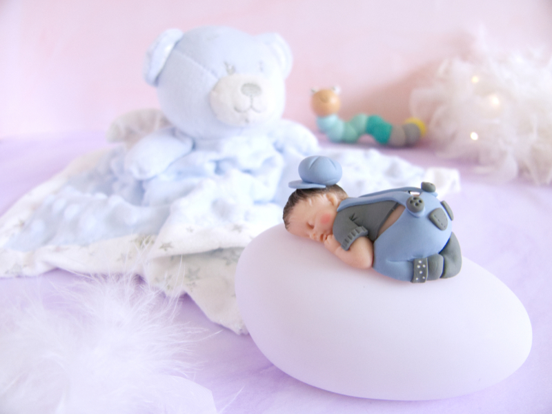 coffret veilleuse bébé garçon bleu gris doudou ours bleu