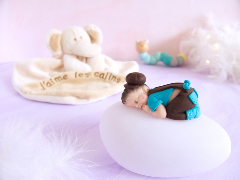coffret veilleuse bébé garçon chocolat et turquoise doudou éléphant beige
