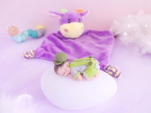 coffret veilleuse bébé garçon vert doudou vache violet